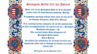 Díszoklevél a Strängnäs egyházmegye alapításának 900-ik évfordulójára /Fotó - Új Kéve XXVIII. évfolyam 3-4. szám, 2020 december